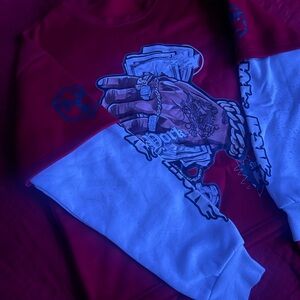 Red and White Graphic Sweatshirt